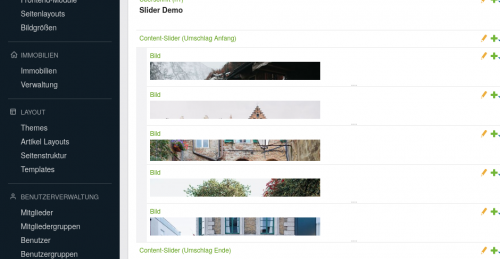 Screenshot eines CMS Screenshot eines CMS