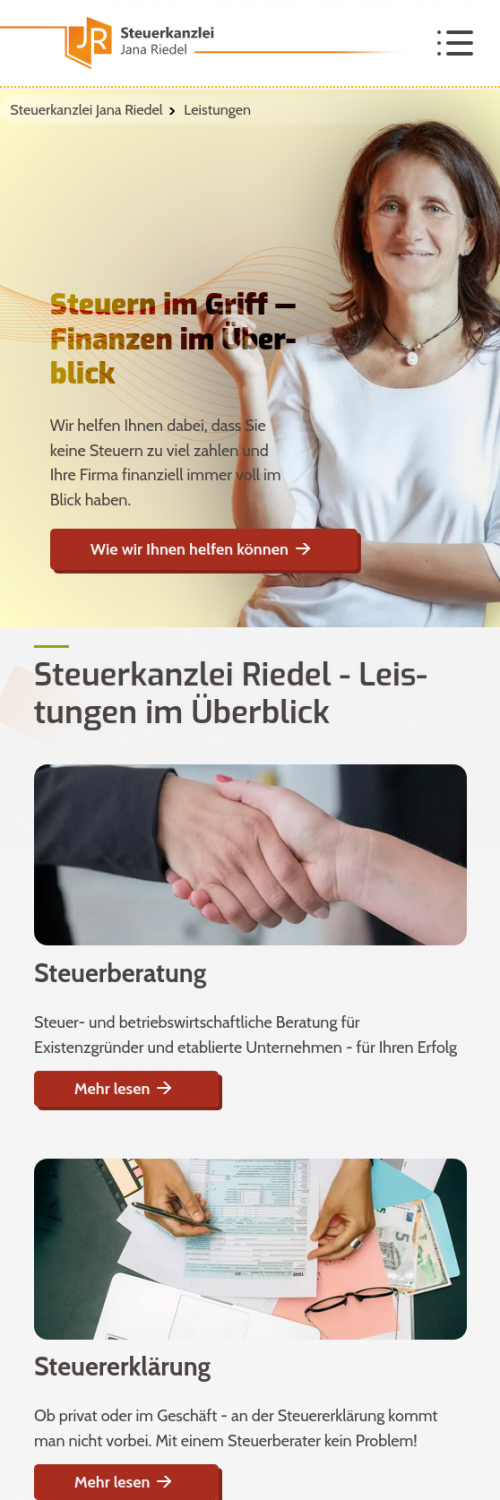 Smartphone Ansicht Steuerkanzlei Jana Riedel